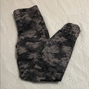 SPANX Black Camouflage Zipper Pants